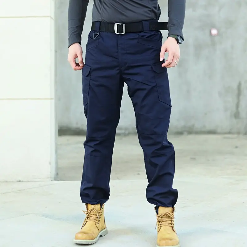 กางเกงคาร์โก้แนวยุทธวิธีสำหรับผู้ชายกางเกงวิ่งสีดำสีกากีสีน้ำเงินเข้มสำหรับฝึกซ้อมกลางแจ้ง