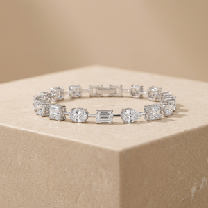 Bracelet tennis en diamants de laboratoire sur mesure, or blanc 18 carats, bracelets de luxe pour femmes - Product Image 2