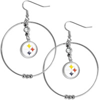 Boucles d'oreilles créoles pour femmes, série équipes sportives, avec cristaux et strass, en alliage de zinc
