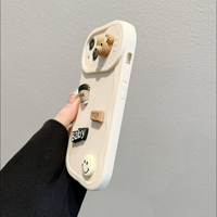 En gros Nouveau Café Ours En Trois Dimensions Ondulé Fenêtre Coulissante Téléphone étui pour iphone 17 16 15 14 13 Pro Max Anti-chute Étui Souple