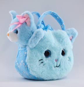 Sac à main en forme de chat <span class=keywords><strong>bleu</strong></span>, jouet en peluche mignon en forme de chat - Product Image 1