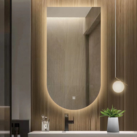 Arche décorative en forme de porte Éclairage à induction manuelle Détection Bluetooth Antibuée Miroir LED intelligent pour salle de bain avec tampon anti-buée