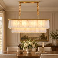 Lustre LED rectangulaire en albâtre élégant et personnalisé, garantie de 2 ans, pour salle à manger, salon, vente en gros, usine