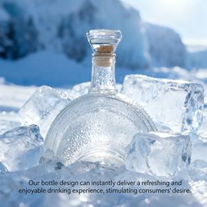 Bouteille en verre arquée personnalisée de luxe de 700 ml avec bouchon en liège estampé à chaud pour whisky, vodka, vin, <span class=keywords><strong>tequila</strong></span> - Product Image 4