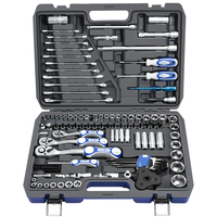 GOODKING Ensemble d'outils mécaniques de 121 pièces, kit d'outils à main avec matériau CRV, boîte en métal robuste à 3 tiroirs pour la réparation automobile, modèle 11211