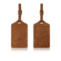 En stock étiquette de sac à bagages en cuir Pu protection de la vie privée bagages étiquettes de nom de voyage étiquette de sac à dos valise étiquettes à bagages