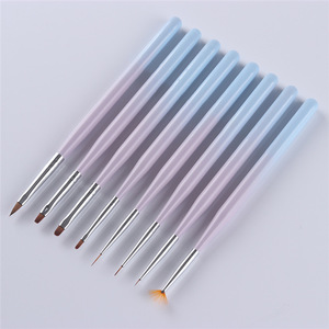 Petite Nylon Nail Art UV Gel Brush Fan Shape Powder Shaking Pen Flat Liner for Crystal Flower Drawing - Product Image 4