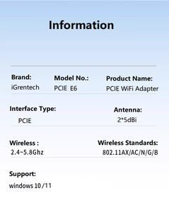 Ultra-Low Latency WiFi 6 Wireless Adapter Network Card With Blue Tooth 5.3 AX1800 Dual Band <b>PC</b> Wireless WiFi Adapter Network Car - Product Image 6