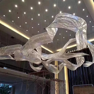 Lustre en verre de style moderne, luminaire suspendu LED avec un angle de faisceau de <span class=keywords><strong>50</strong></span>°, 20 kg, robuste, pour hall d'hôtel/villa, montage au plafond - Product Image 2