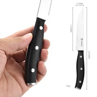 Ensemble de 6 couverts à steak en acier inoxydable, couteaux à steak dentelés tranchants, écologiques, argentés, pour 6 personnes