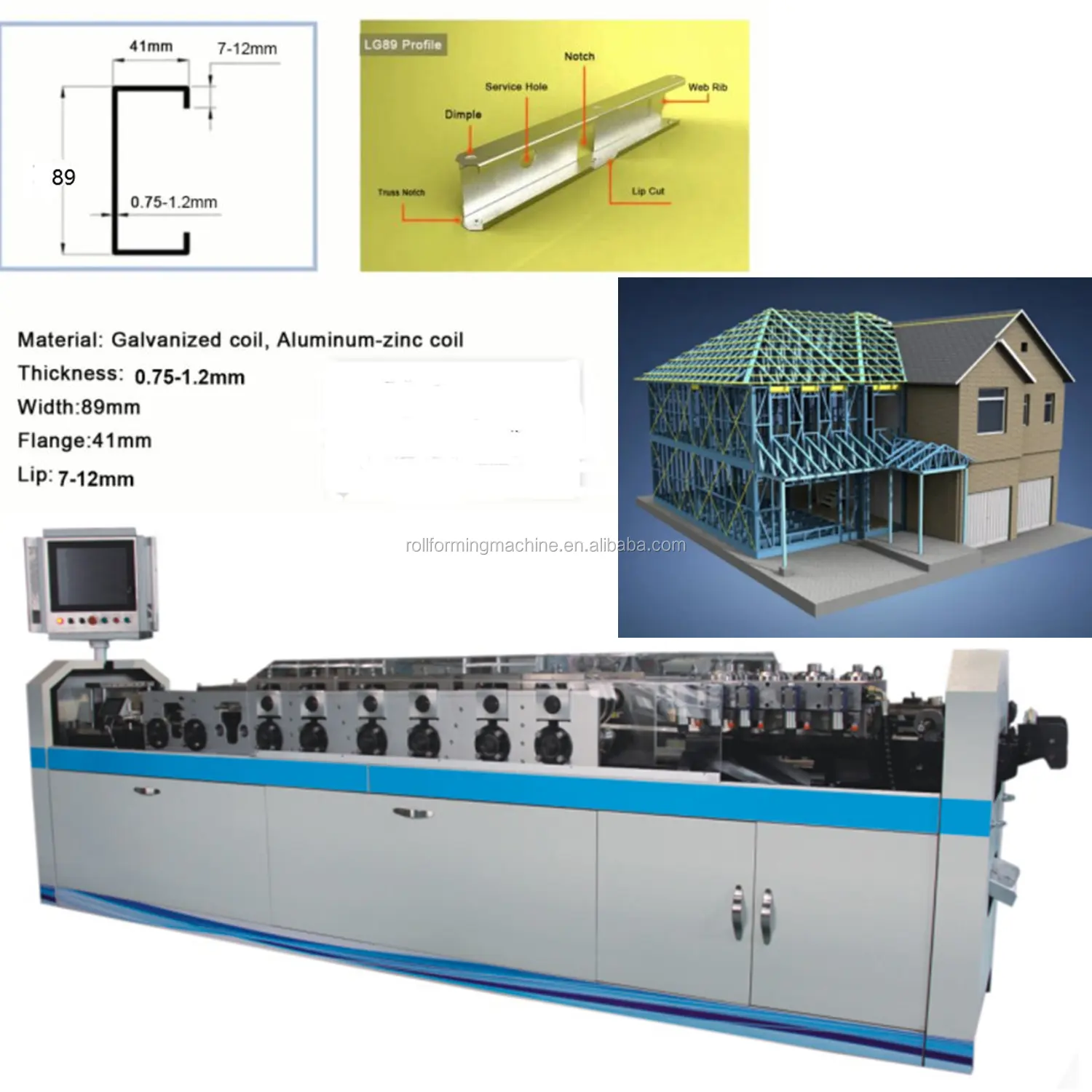 Machine de fabrication de maison avec CAD vortex BD, jauge lumineuse et à cadre en acier