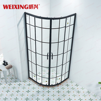 Cabine de douche moderne de qualité supérieure pour hôtel et maison, avec cadre rond en verre trempé noir et aluminium