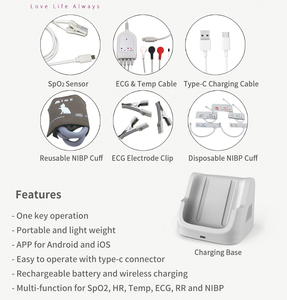 Berry am6200 lớp II cầm tay thú y Pet bệnh nhân Màn hình CE phê duyệt 6 tham số SpO2 HR ECG PR Temp NIBP - Product Image 6