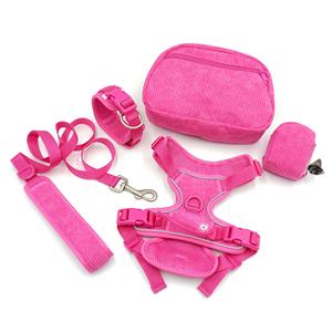 Luxus gestreiftes Hunde halsband Cord Brustgurt mit reflektieren der explosions geschützter Schlag leine Komfortable Stoff kombination - Product Image 1