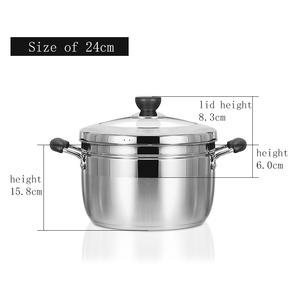 Zhenneng, venta al por mayor, venta al por menor, 24cm y vaporera de acero inoxidable de ollas de cocina, olla para sopa con rejilla de vapor interna y tapa de vidrio templado - Product Image 6