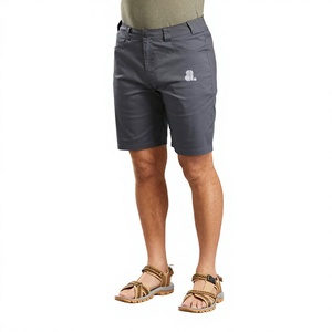 Pantalones Cortos Bermuda para Hombre, Color Gris Oscuro, Cintura Media, Cierre de Botones, Secado Rápido, Tela Oxford, Logotipo Frontal, Estilo Casual - Product Image 1