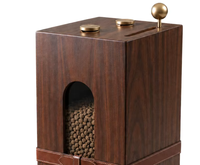 Meuble de Luxe Moderne en Bois pour Nourrisseur d'Animaux avec Fenêtre Transparente et Gamelle Surélevée |   Meubles pour animaux de compagnie en noyer pour chats et chiens