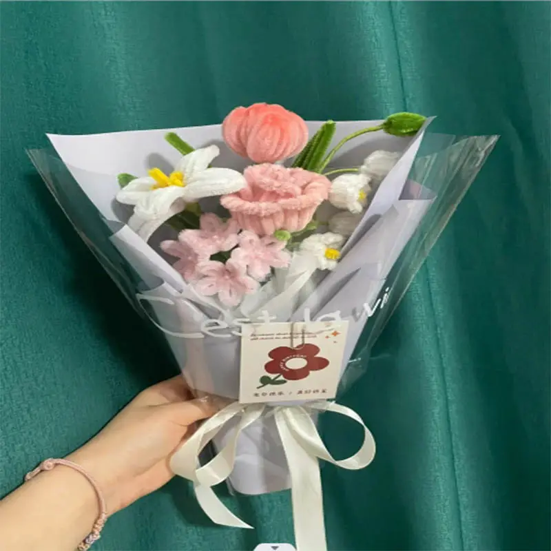 Handmade DIY Creative Homemade Twist Bar Weaving Handheld Flower Material Bag for Valentine's Day Gift to Girlfriend
