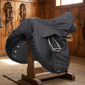 Housse de selle imperméable en polaire noire 600D Cudura pour selle anglaise, produits équestres Fizzan International FI-AC-001 - Product Image 3