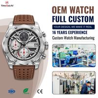 Montre à quartz solaire en cuir OEM personnalisée EPSON VR43 avec cadran multicouche, chronographe 30 minutes et stockage de cinq mois