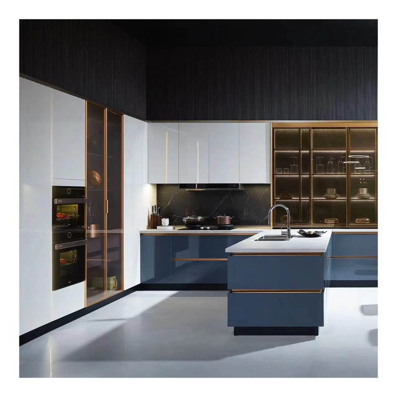 New trending popular armário de cozinha com aço inoxidável gaveta porta maçanetas cozinha móveis