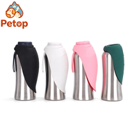 Bouteille d'eau portable pour chien Petop, pliable, en acier inoxydable solide, anti-fuite, isolée, de qualité alimentaire, pour les voyages