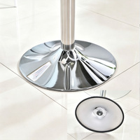 Table à manger ronde moderne en verre trempé, table à piétement unique en métal chromé pour la maison, la cuisine, le café, les négociations