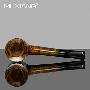 Muxiang Long Leg Billiard Briar Wood Pipe 3mm Channel Flat Insert Design Tobacco Smoking Pipe - Product Image 3
