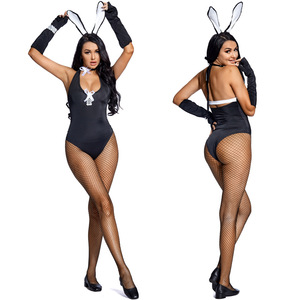 Costume XJ per Giochi di Ruolo, Abito <span class=keywords><strong>Nero</strong></span> Monospalla Senza Spalline per Personaggio da Coniglietta - Product Image 4