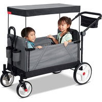 Chariot pliable à quatre roues en acier inoxydable industriel avec poches de rangement pour enfants de plus d'un an