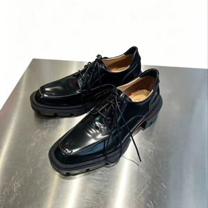 Zapatos de Vestir de Lujo para Hombre, Estilo Británico, Hechos a Mano con Cuero Vacuno, Cierre con Cordones, Aumento de Altura, Diseño Cuadrado Sólido, para Bodas, Primavera - Product Image 1