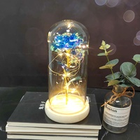 Brillante 24k oro de Rosa Luz LED cuerda en el colorido de la hoja de oro de flores rosa en cúpula de vidrio