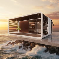 Véranda extérieure moderne de luxe de 20 pieds, maison en verre de style cabane avec design coulissant, structure en acier et toit plat imperméable pour villas
