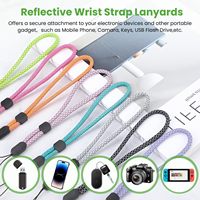 2024 universel réfléchissant réglable rond en Nylon dragonne lanière coloré court Anti-perte téléphone sangle avec Patch