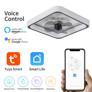 พัดลมติดเพดานแบบไร้ใบพัด829พร้อมไฟพัดลมควบคุมผ่านแอป Tuya Alexa Google
