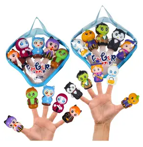 Halloween Basket Gift Decoration Kids Bath Figure Characters Ghost Witch Doll Finger Puppets Toy Set