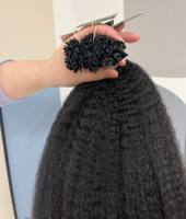 Extensions de cheveux bruts Remy non traités, entièrement lisses et bouclés, avec pointes en V/U, pour tressage, micro-liens et kératine, vente en gros