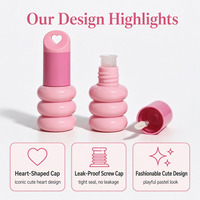 Tube vide OEM en forme de cœur creux pour brillant à lèvres, huile ou baume à lèvres, emballage cosmétique en plastique PP AS, conteneur personnalisable avec logo