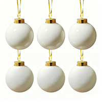 Boule de Noël blanche unie personnalisée en céramique, décorations mixtes en céramique avec jute pour décorations d'arbres de Noël - Grande Vente