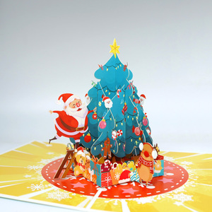 การ์ด3D สุดสร้างสรรค์สีสันสดใสรูปซานตาคลอสปีนป่ายต้นคริสต์มาสเพื่อตกแต่งของขวัญการ์ดอวยพรป๊อปอัป3D แบบกางออก - Product Image 4