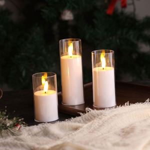 Bougie pilier LED à flamme vacillante fonctionnant sur piles avec support cylindrique transparent pour la décoration de Noël à la maison - Product Image 1
