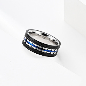 Anillo de Acero Inoxidable Yunse RI-041, Estilo Punk Geométrico, Dos Tonos, Oro Rosa y Azul, para Hombre, Joyería Moderna al por Mayor, Personalizable - Product Image 3