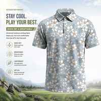Polo de golf homme haute qualité, motif floral imprimé, léger, respirant, grande taille
