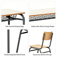 Meubles de classe ergonomiques en bois à hauteur fixe, ensemble de bureau et de chaise double pour étudiants, pour université, école, centre de formation