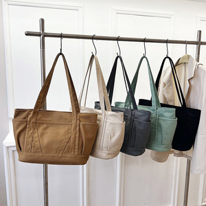 Custom Logo <b>Canvas</b> <b>Tote</b> Beach Bags for Women Purse Laptop Work Totebags With Pocket Large Capacity Fashion Ladies Shoulder Bags - Product Image 2