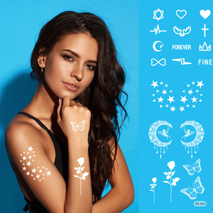 Autocollant de tatouage temporaire en dentelle blanche, motif de mariage, style henné, pour femmes et adolescentes, usage professionnel - Product Image 4