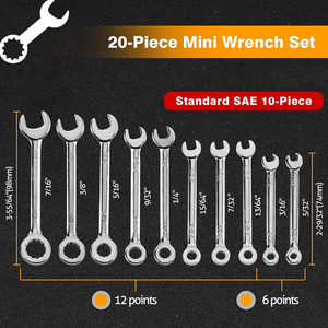 5pcs 14Pc <span class=keywords><strong>6mm</strong></span> <span class=keywords><strong>32mm</strong></span> Flex-Head lớn mở End Jumbo đảo ngược ổ cắm Ratchet kết hợp lực lượng cờ lê cờ lê Bộ - Product Image 2