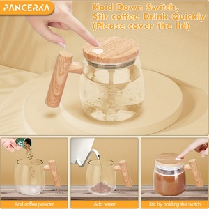 Taza de Café de Vidrio de Borosilicato con Diseño de Madera de Arce, 400 ml, Color Personalizable, Mezcla Automática, Función Frío/Caliente - Product Image 4