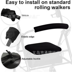 Wheeled Walker Seat Cover And Backrest Cover Black <b>Leopard</b> <b>Print</b> Polyester One Size For Stroller <b>Accessories</b> - Product Image 5
