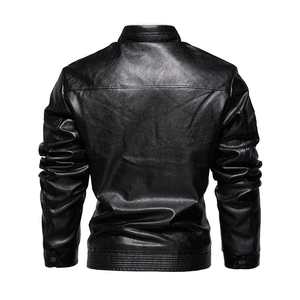 جاكيت جلد صناعي مخصص بياقة عالية وتصميم رسمي نحيف مقاوم للرياح مع بطانة من الفرو الصناعي للارتداء اليومي - Product Image 3